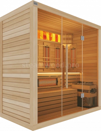 Трехместная комбинированная сауна Luxury из кедра